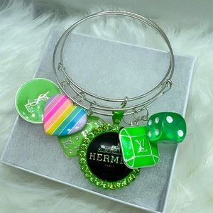 Green charm bangle